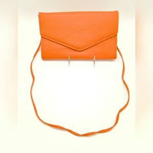 Vintage Orange Envelope Clutch with Italian Prym Rome Hardware